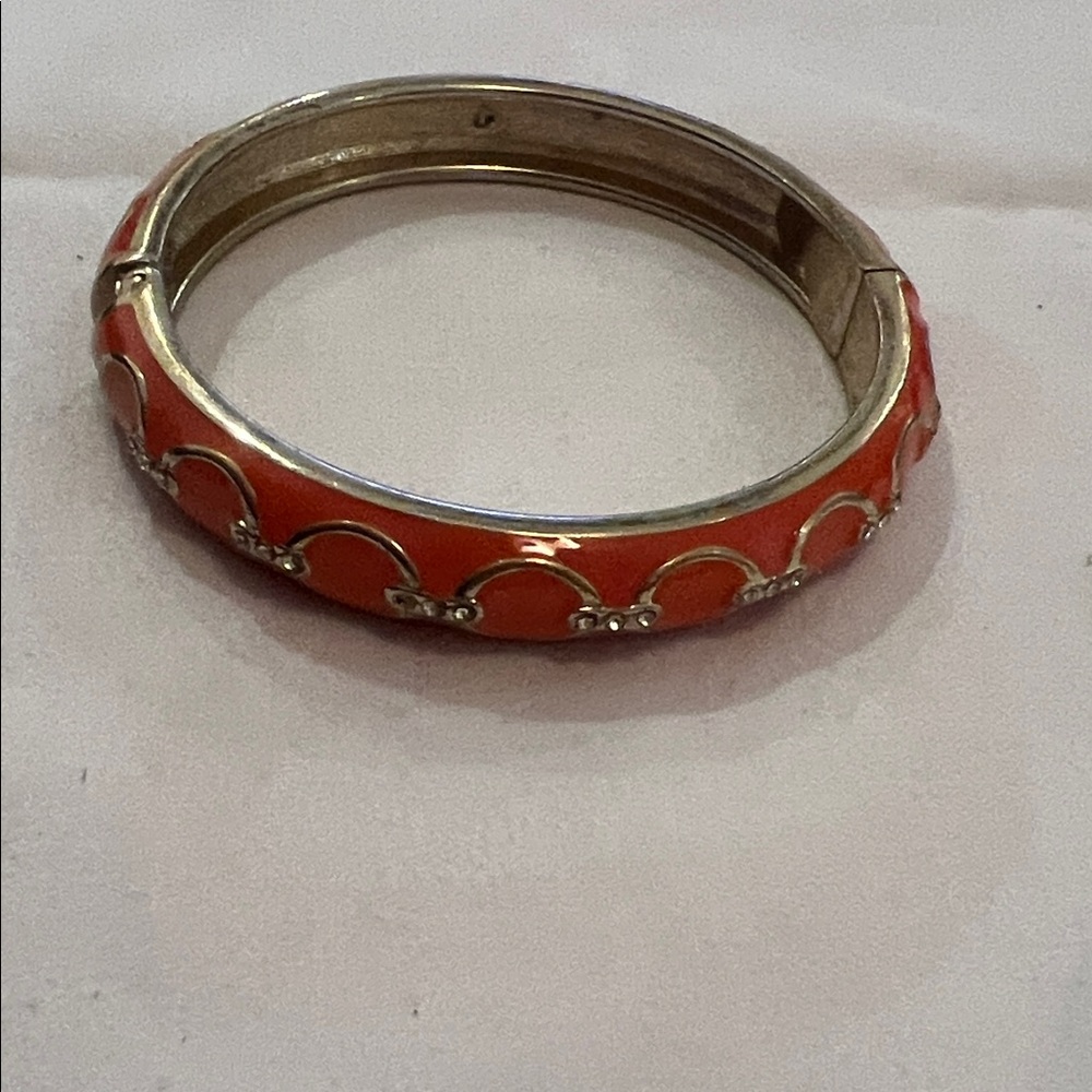 Orange and Silver Bangle Bracelet